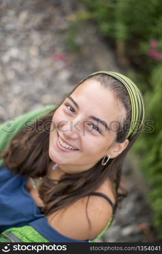 Beautiful young woman outdoor smiling