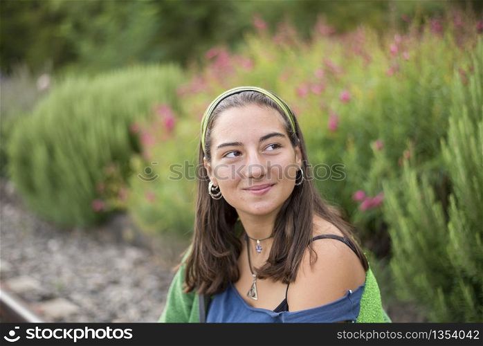 Beautiful young woman outdoor smiling