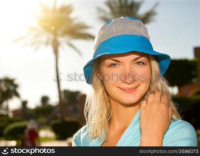 Beautiful young woman outdoors close-up portrait