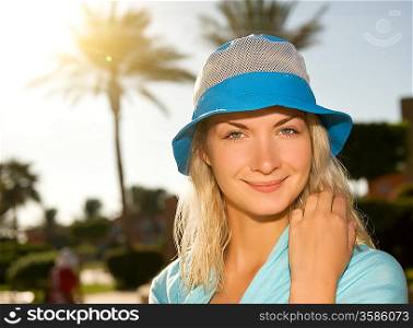 Beautiful young woman outdoors close-up portrait