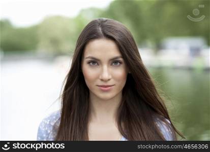 Beautiful young woman portrait, close up outdoor