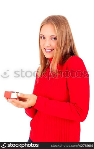 Beautiful young woman recieving wedding ring