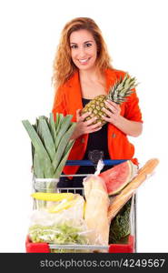 Beautiful young woman shopping at the supermarket