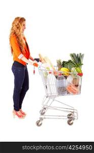 Beautiful young woman shopping at the supermarket