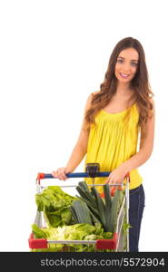 Beautiful young woman shopping at the supermarket