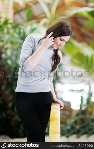 beautiful young woman student portrait while relax on coffee break