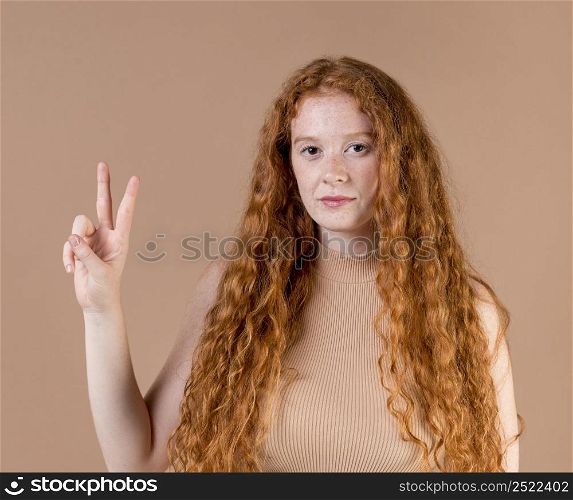 beautiful young woman teaching sign language 20