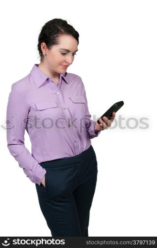 Beautiful young woman using a cell phone for texting