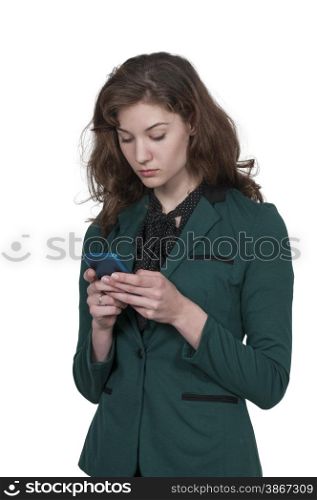 Beautiful young woman using a cell phone for texting