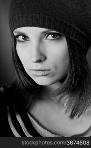 Beautiful Young Woman wearing cap. Autumn style.