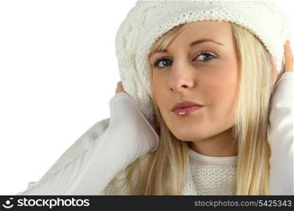 beautiful young woman wearing winter clothes