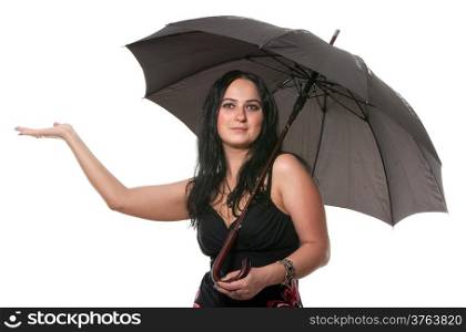 Beautiful young woman with an black umbrella