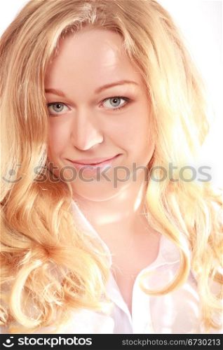 beautiful young woman with blond hair, close up