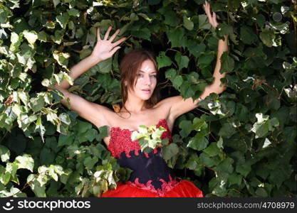 Beautiful young women in Red dress