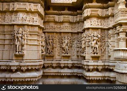 Beautifully carved idols, Jain Temple, situated in the fort complex, Jaisalmer, Rajasthan, India. Beautifully carved idols, Jain Temple, situated in the fort complex, Jaisalmer, Rajasthan, India.
