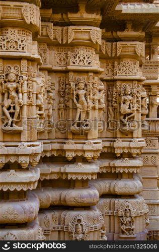 Beautifully carved idols, Jain Temple, situated in the fort complex, Jaisalmer, Rajasthan, India. Beautifully carved idols, Jain Temple, situated in the fort complex, Jaisalmer, Rajasthan, India.