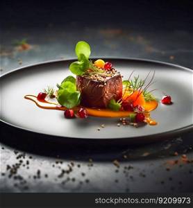 Beautifully Plated Gourmet Dish. Culinary Artistry and Presentation. Generative ai. High quality illustration. Beautifully Plated Gourmet Dish. Culinary Artistry and Presentation. Generative ai