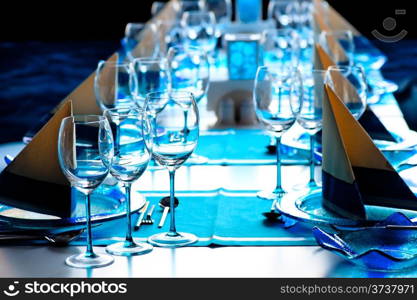 beautifully set table at a fish restaurant