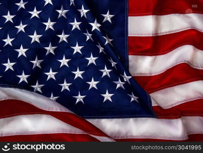 Beautifully waving star and striped American flag. Waving American flag. Waving American flag