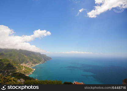 beautifyl view from Ravelo at Amalfi coast in Southern Italy