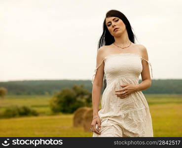 Beauty adult brunette rural portrait