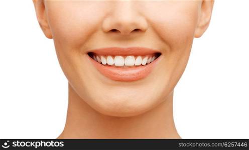 beauty and dental health concept - beautiful woman with white teeth, before and after
