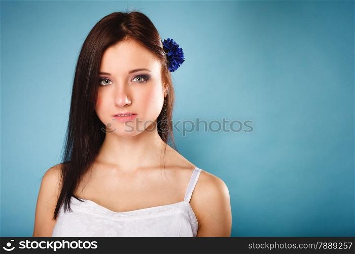 Beauty and fashion concept - Portrait of beautiful girl in summer style