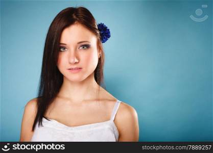 Beauty and fashion concept - Portrait of beautiful girl in summer style