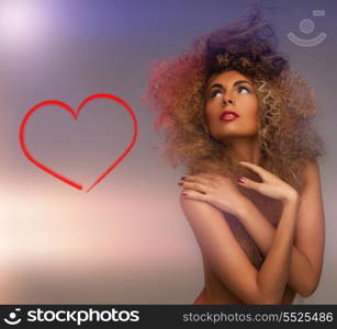 beauty and glamour concept - woman with long curly hair