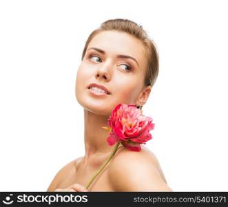 beauty and jewelry - woman with diamond earrings and flower