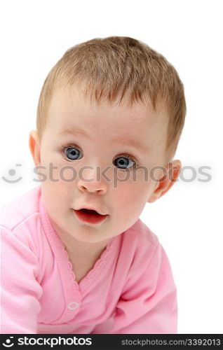 beauty baby girl close-up portrait isolated on white