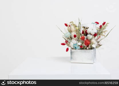 Beauty bouquet of dried flowers. Beauty bouquet of dried flowers on a white