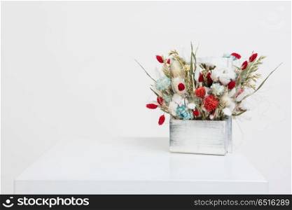 Beauty bouquet of dried flowers. Beauty bouquet of dried flowers on a white
