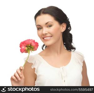 beauty concept - picture of young and beautiful woman with flower