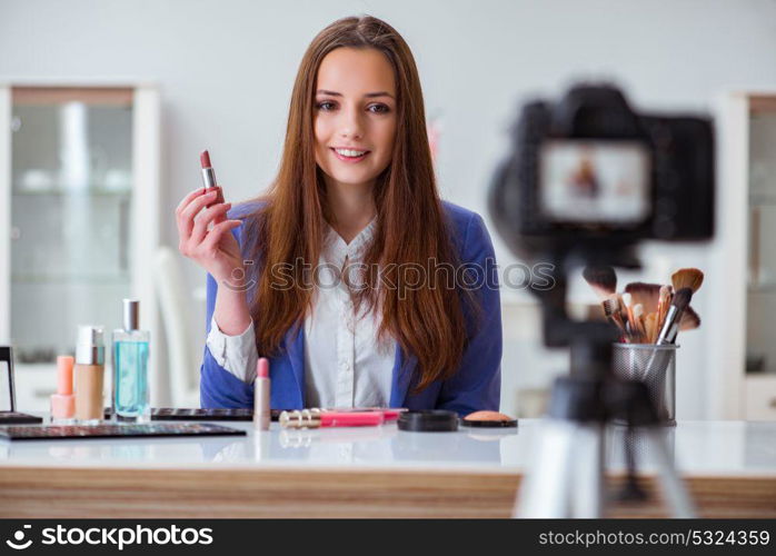 Beauty fashion blogger recording video