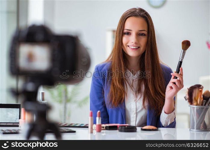 Beauty fashion blogger recording video