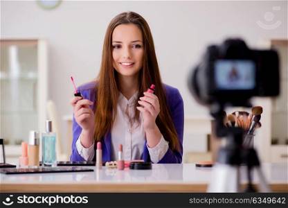 Beauty fashion blogger recording video