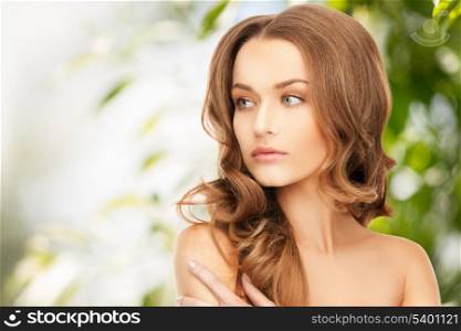 beauty, hair and eco cosmetology - beautiful woman with long hair