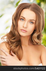 beauty, hair and eco cosmetology - beautiful woman with long hair