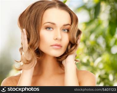 beauty, hair and eco cosmetology - beautiful woman with long hair