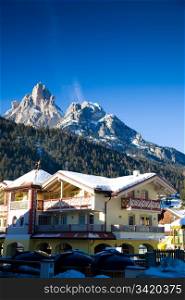 Beauty Hotel In Alps. Winter Travel Series.