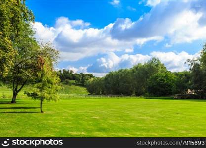 Beauty in nature summer landscape. Countryside view of green fields in England