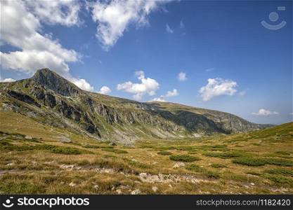 Beauty landscape of the mountain hill and clouds, Rila mountain, Bulgaria