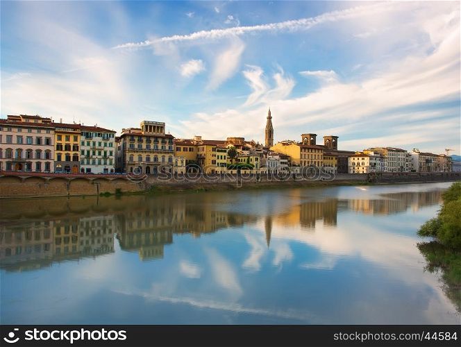 Beauty of Florence on the river Arno in summer, Italy