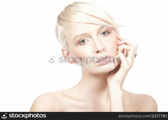 beauty portrait of a young woman isolated on white background