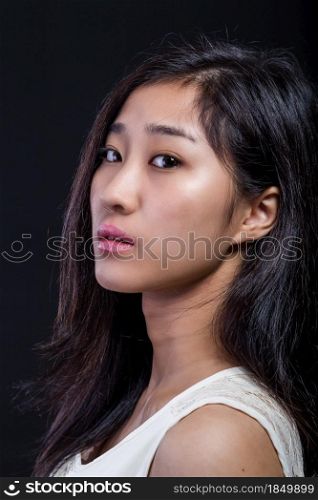 Beauty portrait of beautiful Asian American fashion model