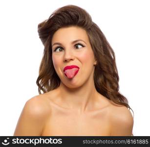 Beauty portrait of pinup girl isolated