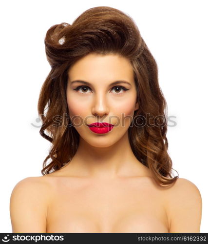 Beauty portrait of pinup girl isolated