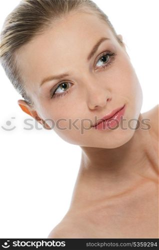 Beauty portrait of teenage girl isolated on white