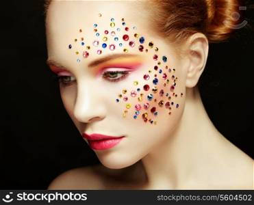 Beauty portrait of woman with beautiful makeup. Fashion photo
